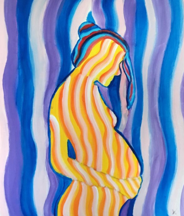 EL AMOR SIN PREJUICIOS Ángel GilbertoHernández Ruíz Acriílico s/ Lienzo. El amor de una mujer embarazada es un amor puro, incondicional y transparente hacia el bebé donde solo la madre espera verlo en el mundo y lo espera sin juzgar a su retoño, ya que no le importa que sexo o aspecto tendrá, ellos dos se vuelven uno mismo porque protege y cuida a su cría, y al mismo tiempo mantiene sano su cuerpo. La futura madre deja a un lado el egocentrismo de solo pensar en ella, pone en primer plano a su bendición a pesar de que no conozca en ese momento al individuo que trae en la panza, toma un papel de compromiso como si dependiera el mundo de ella pero en este caso, su mundo es un pequeño ser, ella lo defenderá a capa y espada sin considerar como será físicamente o quien será ese pequeño el día de mañana. Y lo amará más cuando salga de sus entrañas llorando, y cuando abra sus ojos por primera vez, lo único que pensará es que ahora en adelante su motivo de levantarse de la cama será esa criatura. Este tipo de amor transciende todas las barreras que le pongan enfrente porque cuando se trata de la vida de un hijo, una madre moverá cielo, tierra y mar para resguardar a ese diminuto ser sin importar que.