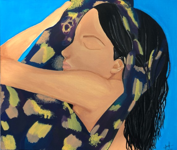 SOLO ES UN SUEÑO Fernanda Guzmán Pérez Acrílico s/lienzo. El amor propio es el primer amor que deberíamos experimentar porque si no te amas a ti mismo y no te conoces, entonces nadie más va a poder amarte porque jamás serás feliz. La pintura representa a una mujer que está abrazando a una sombra, algo que no está ahí y no es feliz con eso porque a pesar de que quiera amar a esa sombra, no puede porque primero tiene que descubrirse a si misma y saber qué es lo que le gusta. Deberíamos abrazarnos a nosotros mismos antes que a alguien más, porque solo así podremos disfrutar de lo que nos aporten las personas que entren a nuestra vida en lugar de preocuparnos por ser lo que las personas quieren. Quiérete a ti mismo, abrázate a ti mismo.