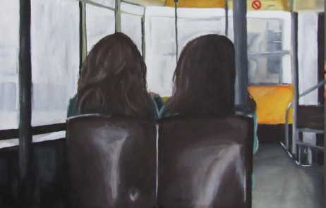 "EL TREN DEL SAPPHO" Andrea Monserrat Delgadillo Castillo Acrílico s/ Lienzo. En Grecia antigua, Sappho fue una poeta de la isla de Lesbos, hoy en día se usa su nombre y la isla de su nacimiento para referirse al amor entre mujeres. Este es uno de sus poemas “De veras, quisiera morirme...” De veras, quisiera morirme. Al despedirse de mí llorando, me musitó las siguientes palabras: “Amada Safo, negra suerte la mía. De verdad que me da mucha pena tener que dejarte.” Y yo le respondí: “Vete tranquila. Procura no olvidarte de mí, porque bien sabes que yo siempre estaré a tu lado. Y si no, quiero recordarte lo que tú olvidas: cuantas horas felices hemos pasado juntas. Han sido muchas las coronas de violetas, de rosas, de flor de azafrán y de ramos de aneldo, que junto a mí te ceñiste. Han sido muchos los collares que colgaste de tu delicado cuello, tejidos de flores fragantes por nuestras manos. Han sido muchas las veces que derramaste bálsamo de mirra y un ungüento regio sobre mi cabeza.”